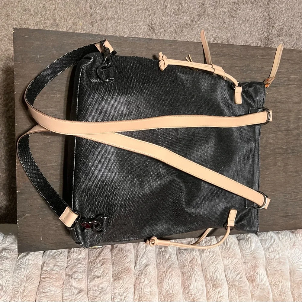 Sherpani Black and Tan Canvas Backpack with Orange Accents - Picture 6 of 10